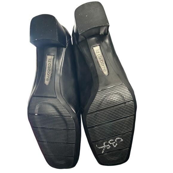 Liz Claiborne VINTAGE Logan Heel Womens 8.5M Black Vegan Leather Square Toe NEW - Picture 4 of 6
